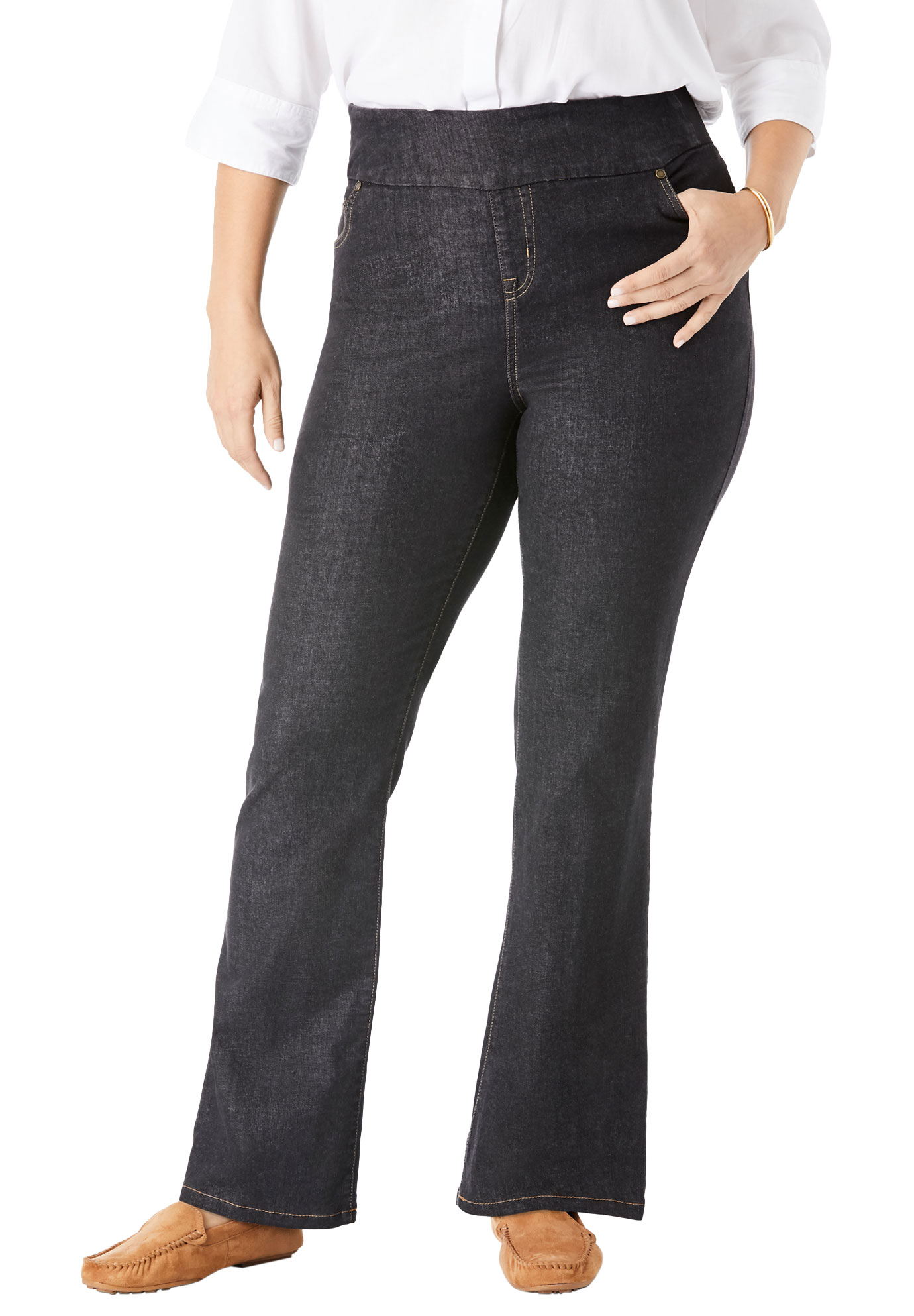 Woman Within Women's Plus Size Tall Pull-On Bootcut Jean Woman Within Women's Plus Size Tall Pull-On Bootcut Jean
