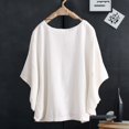 thumbnail image 3 of Xioeram Women Casual T-shirt O-neck Batwing Short Sleeve Tee Shirt Loose Fit Solid Color Pullover Tops Streetwear, 3 of 7