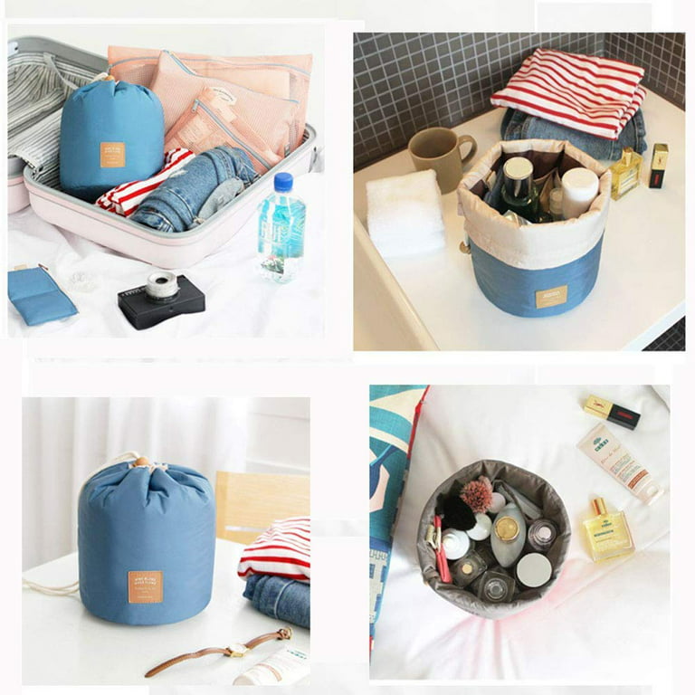 Barrel Multifunctional Travel Make Up Bags Toiletry Bags With Storage Pouch  For Women&girls Bucket Foldable Lightweight Cosmetic Bags Organizers Water