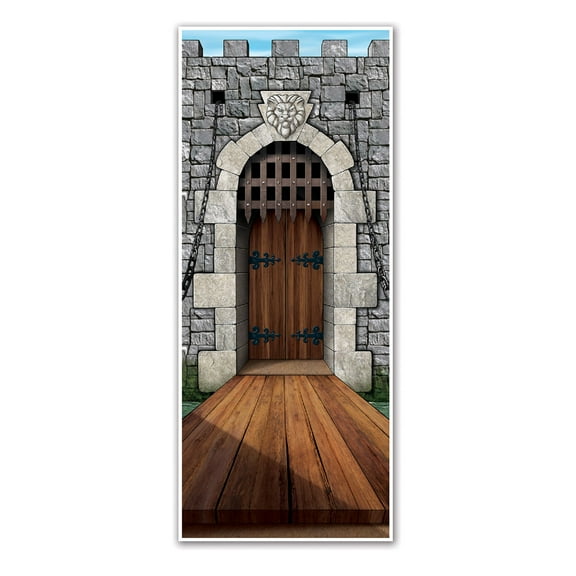Beistle Set of 12 Gray Stone Medieval Castle Gate Design Door Cover 6'