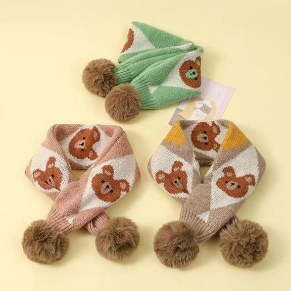 Esaierr Kids Girls Knit Long Scarf for Toddler Boys Warm Scarf Cartoon Winter Cozy Scarf