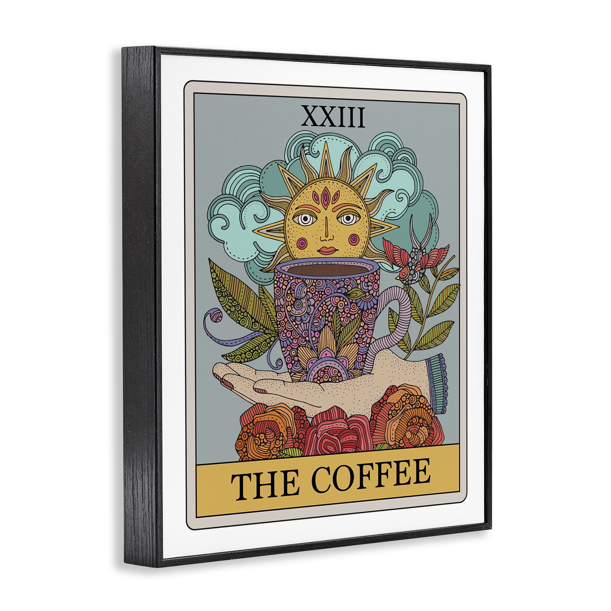 Stupell Industries The Coffee Tarot Food & Beverage Painting Black Framed Art Print Wall Art, 16 x 20