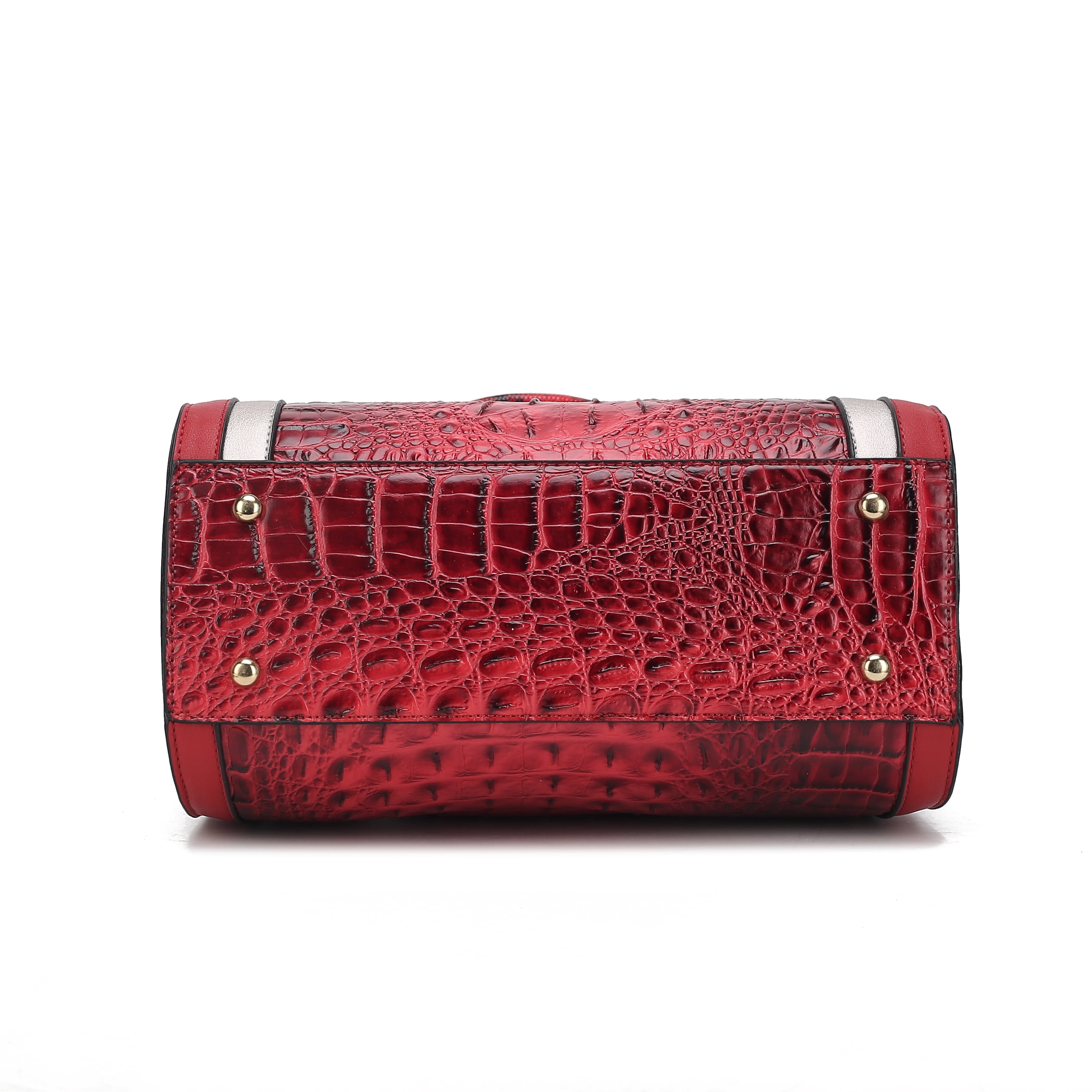 MKF Collection Vegan Leather Satchel Bags for Women, Crocodile-Embossed Purse Handbag by Mia K. Brown