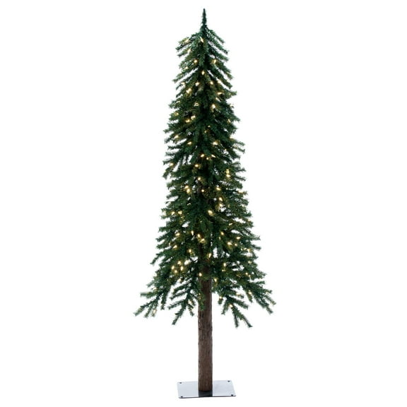 Vickerman 6' Natural Bark Alpine Artificial Christmas Tree, Warm White Dura-lit LED Lights