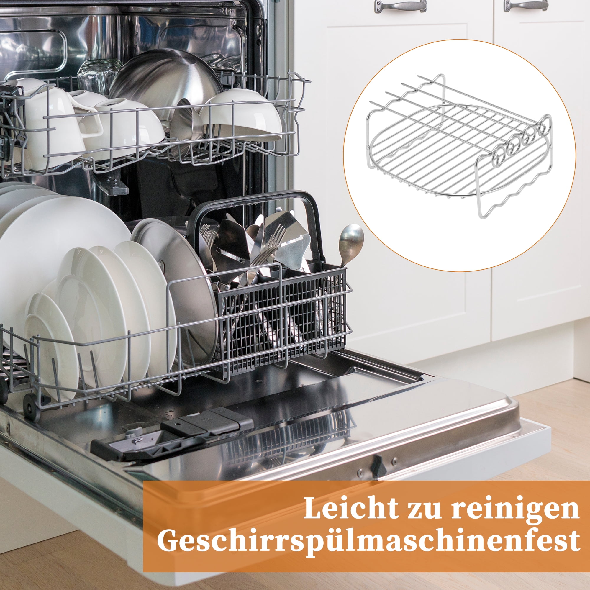 Unique Bargains Air Fryer Double Layer Rack 8 Inch Square Stainless Steel Rack