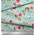 thumbnail image 2 of Soimoi Modal Satin Fabric Floral,Rabbit & Porcupine Cartoon Decor Fabric Printed Yard 42 Inch Wide, 2 of 3