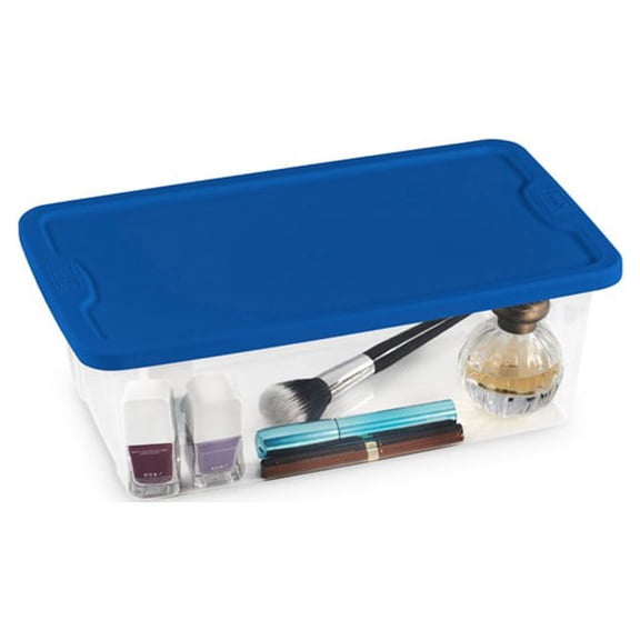 Homz 6 Qt. Clear Storage with Blue Lid, Set of 10