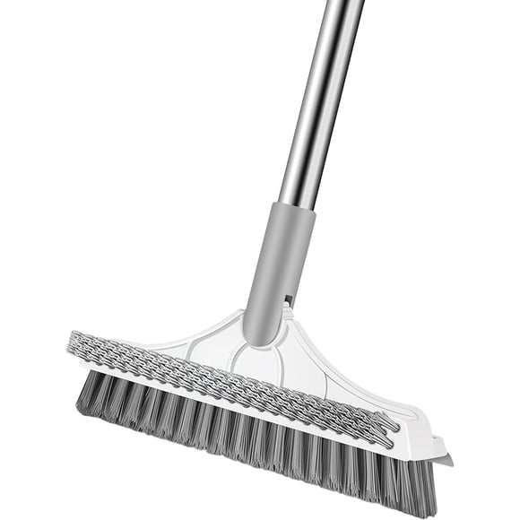 Jalador para Pisos 3 en 1 con Cepillo de Goma Escoba de Limpieza para Baño con Mango Extensible, Cepillo para Tallar Azulejos y Limpieza de Rincones, Ideal para Suelo y Paredes