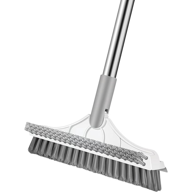 Jalador para Pisos 3 en 1 con Cepillo de Goma Escoba de Limpieza para Baño con Mango Extensible, Cepillo para Tallar Azulejos y Limpieza de Rincones, Ideal para Suelo y Paredes