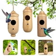 thumbnail image 2 of Hummingbird Houses Wooden Hand Craft Ornament Outdoor Garden Patio Hang Decor, 2 of 13