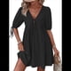 thumbnail image 2 of Vestido Informal de Verano 2025 para Mujer, de Corta, Corte A, con Lazo y Lazo Al Frente, Estilo Babydoll, Holgado y . Negro M, 2 of 10