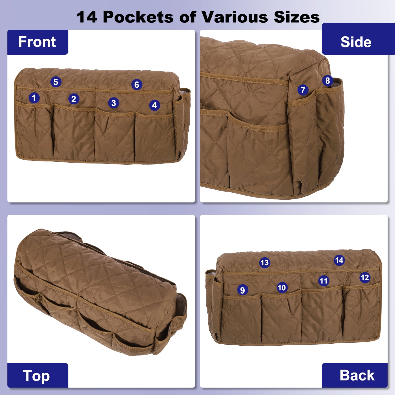Unique Bargains Cotton Armrest Organizer Non-Slip Caddy for Sofa Couch Coffee