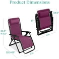 thumbnail image 2 of HYJY Oversized Zero Gravity Chair, Folding Outdoor Patio Recliner, XL Anti Gravity Lounger w/Removable Cushion, Cup Holder, Side Tray, 350lb Capacity - Amethyst Purple, 2 of 8