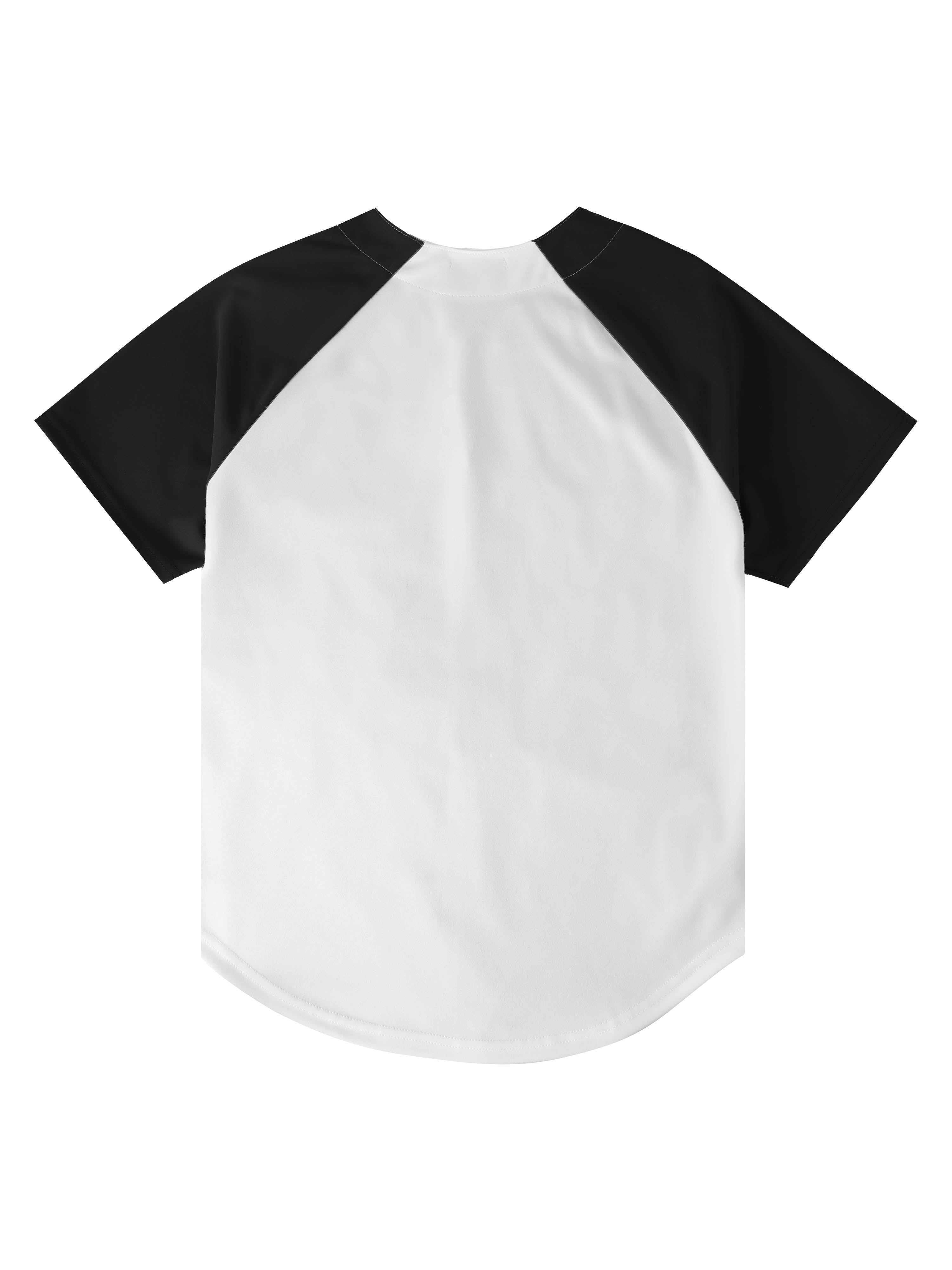 Ma Croix Men's Premium Baseball Tee Button Down Two Tone Raglan Short Sleeve Jersey