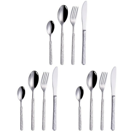 

HOMEMAXS 3 Sets of Stainless Steel Fork Cutter Spoon Steak Tableware Portable Flatware Kitchen Supplies