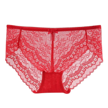 

Womens Ladies New Lace Mid-Waist Mesh Stitching Ladies Thongs