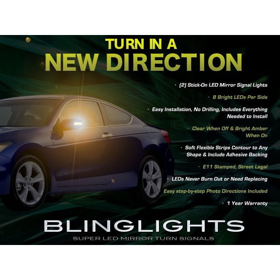 For Honda Accord LED Side View Mirror Turnsignal Lights Turn Signal Lamps Mirrors LEDs Signalers