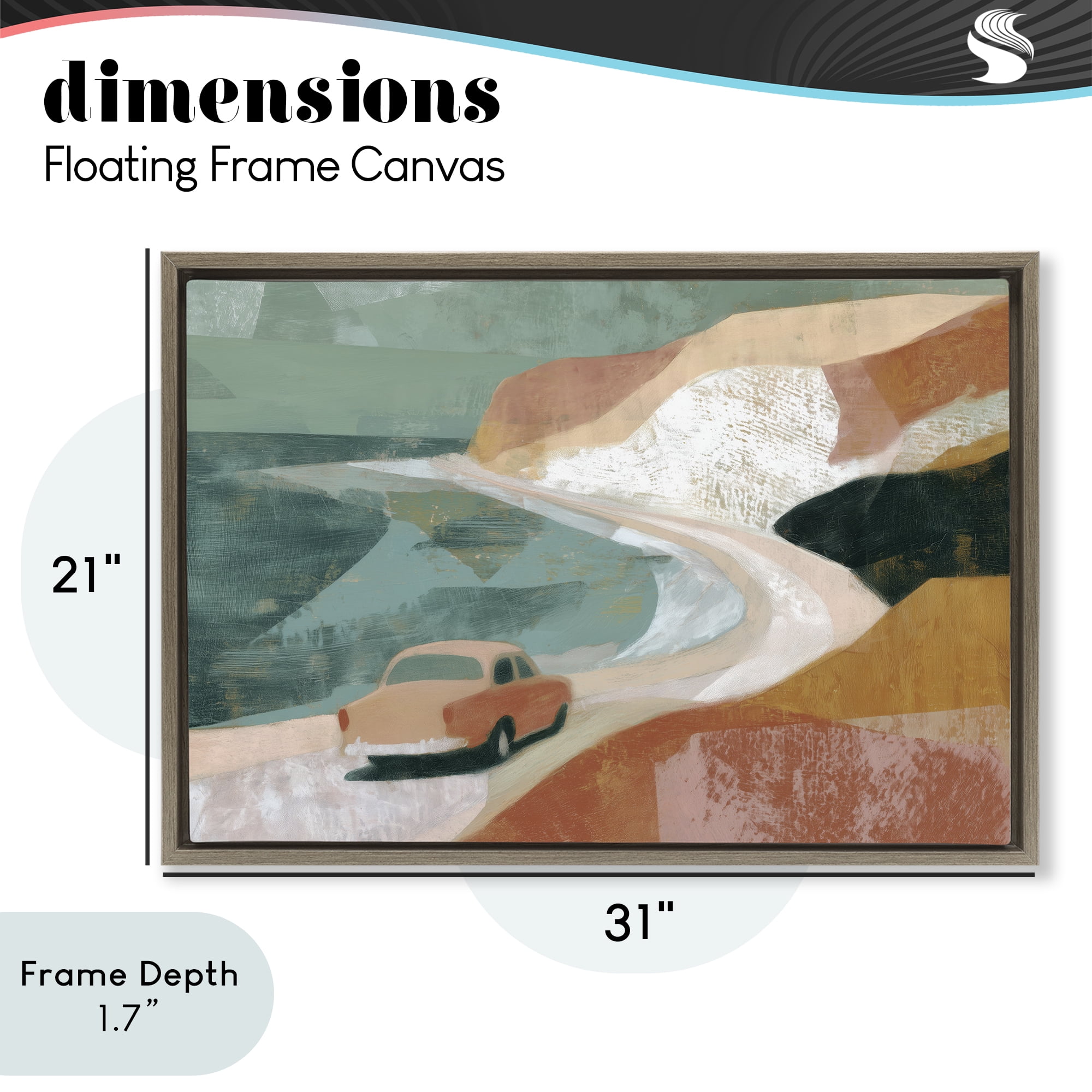 Stupell Industries Classic Car on Coastal Highway Brown Framed Floater Canvas Wall Art, design by Chromatic Storm Studio