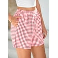 thumbnail image 6 of Pink Women's Shorts, Women'S Shorts Cute Soft Elastic Waist Plaid Print Front Pajama Bottoms Shorts Sleepwear,Women's Shorts S, 6 of 8