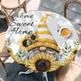 thumbnail image 2 of Yellow Sunflowers Dwarf Round Tablecloth, Fitted Table Cover with Elastic for 36"-44" Round Tables, Bee Floral Country Vintage Table Cloth Outdoor Indoor Dinning Party Waterproof Tablecloths, 2 of 7