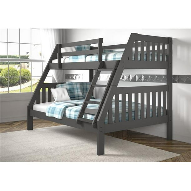Donco Kids PD10183DGTF Twin Over Full Mission Bunk Bed, Dark Grey