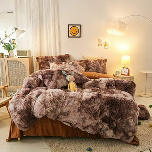 Wajade Plush Duvet Cover Set Fluffy Fuzzy Comforter Cover Set (1 Duvet