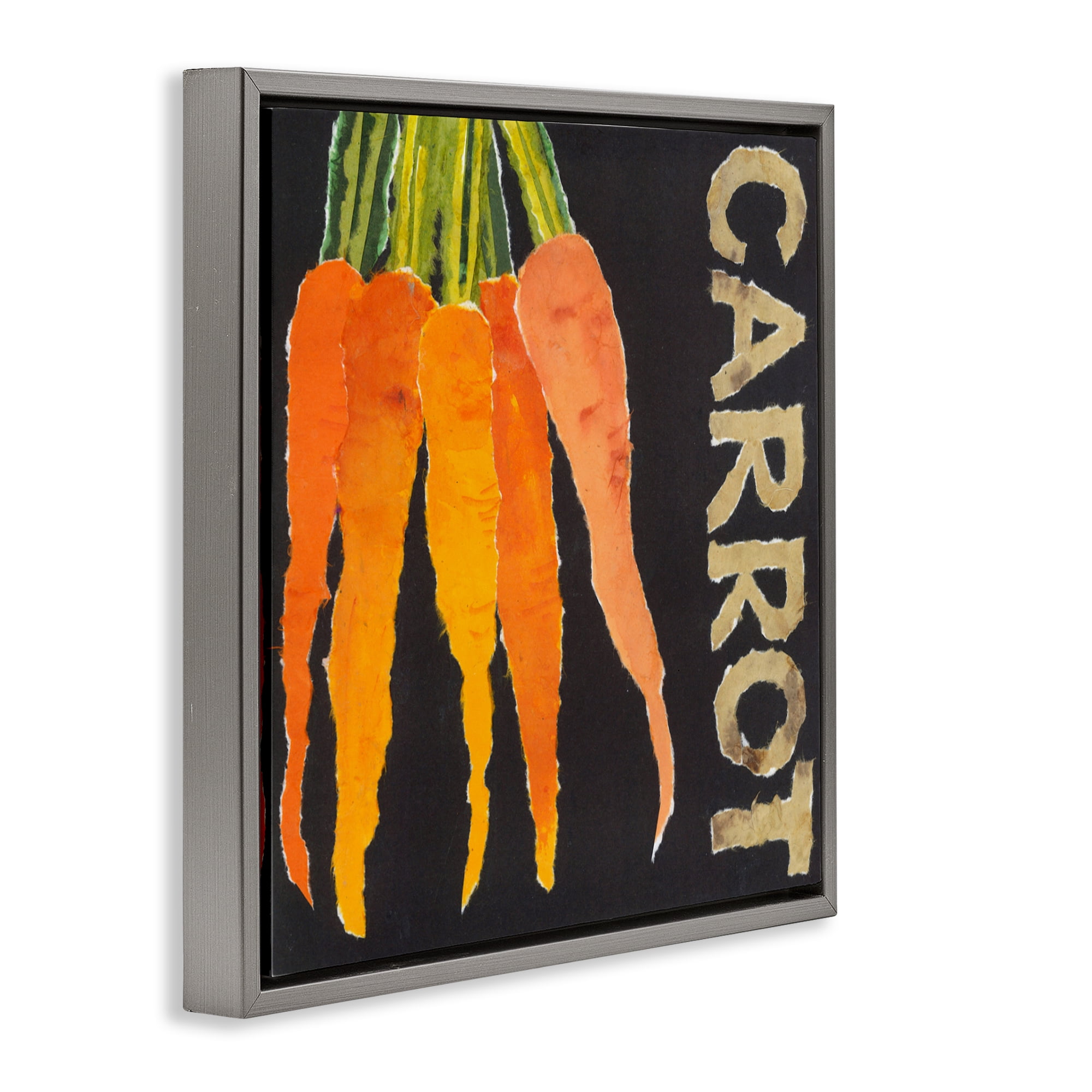 Stupell Industries Carrot Root Vegetable Gray Framed Floater Canvas Wall Art, design by Nancy Overton