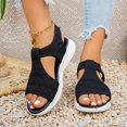 thumbnail image 2 of Womens Wedge Chunky Platform Sandals Firm Knit Upper Memory Foam Shoes Lightweight Summer Athletic Walking Sneakers Black Size 8.5, 2 of 7