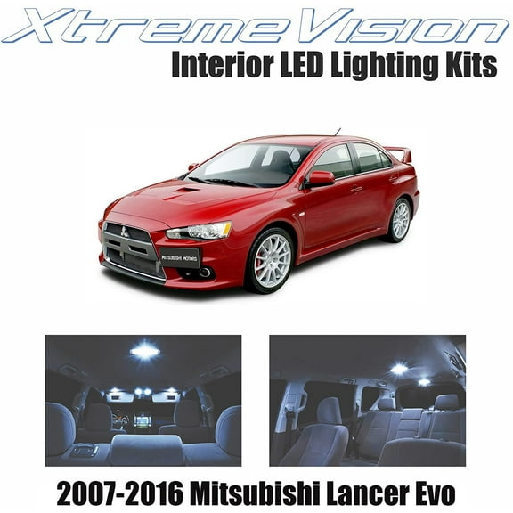 XtremeVision Interior LED for Mitsubishi Lancer Evolution 2007-2016 4 Pieces Cool White Interior LED Kit   Installation Tool