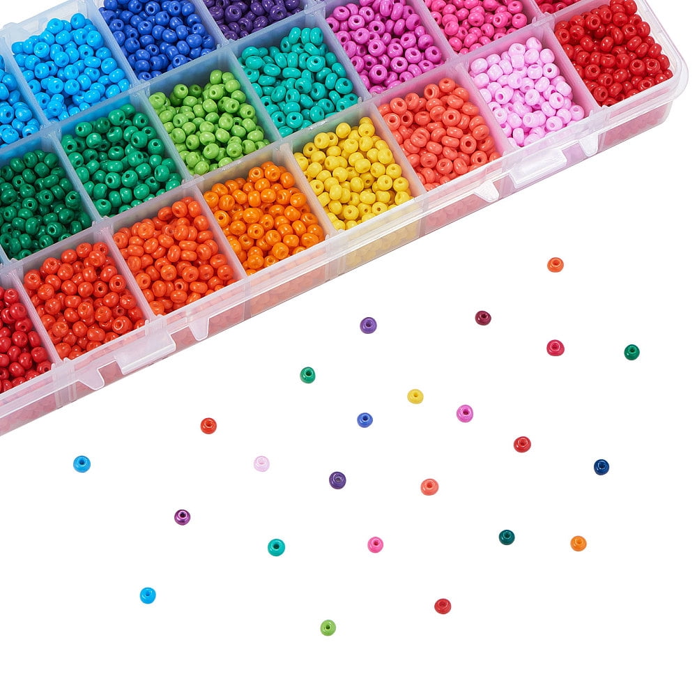 1box Seed Beads Jewelry set Making Kits with Baking Paint Glass Seed Beads Elastic String and Tweezers Mixed color Beads: 4x3mm Hole: 1mm about 4800~5520pcs/set