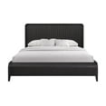 thumbnail image 5 of Queen Waterfall Panel Bed - Elm Veneer, Peppercorn Finish, Black. Modern Bedroom Furniture. 91.75" Queen Bed Frame. Channel Headboard & Waterfall Footboard. Elegant Bedroom Decor., 5 of 5