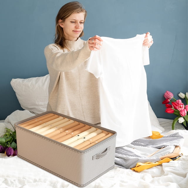 Caja de Almacenamiento para Clasificar Ropa, Organizador de Cajones de Tela Plegable, Gris, 50 X 35 X 32 Cm, Gran Capacidad, con Asa Resistente a La Humedad, Bolsa de Almacenamiento para El Hogar, Vi
