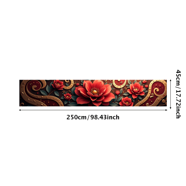 Bannière Décorative Horizontale Florale avec Pivoines Rouges pour Maison Bureau Événements Mariages Célébrations Fêtes Décoration Murale Intérieure
