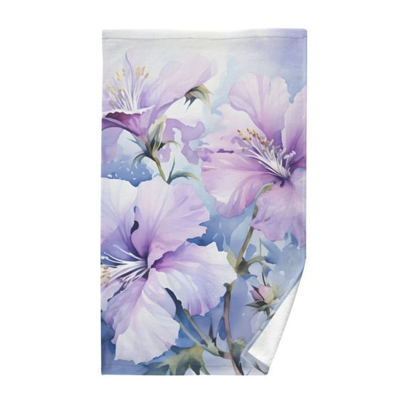 Purple Flowers Cotton Face Towels Soft Hand Towel Absorbent Bathroom Towel for Kitchen Hotel Decoration