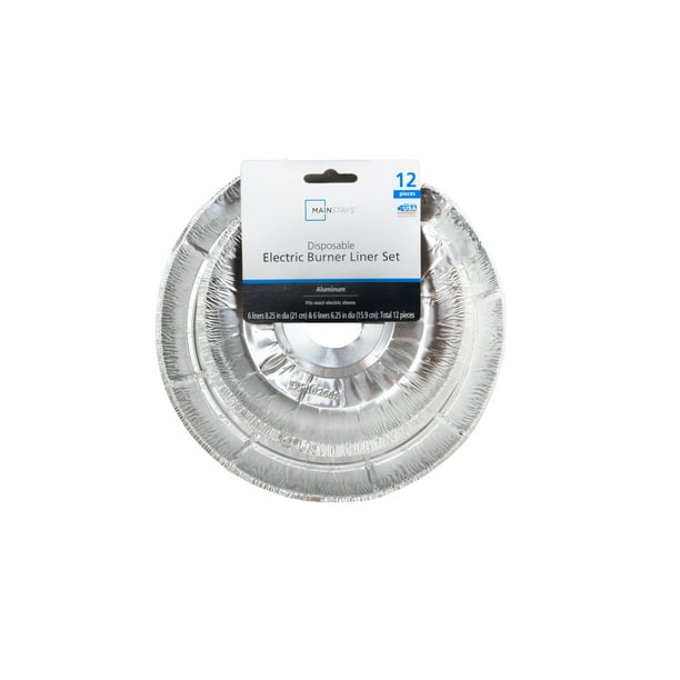 Mainstays Disposable Aluminum Foil Electric Burner Liner Set, 12 Piece