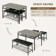 thumbnail image 5 of EastVita Dining Table Set for 4,Kitchen Table Set with Upholstered Bench & Square Stools,Metal and Wood Dining Room Table Set,Gray, 5 of 7