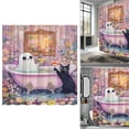 thumbnail image 2 of Clearance Under $9.99! 1PC 180x200cm Ghost Bathtub Shower Curtain, Dark Academia Halloween Bathroom Decor, Cloth, (180x200cm, Pink), 2 of 8