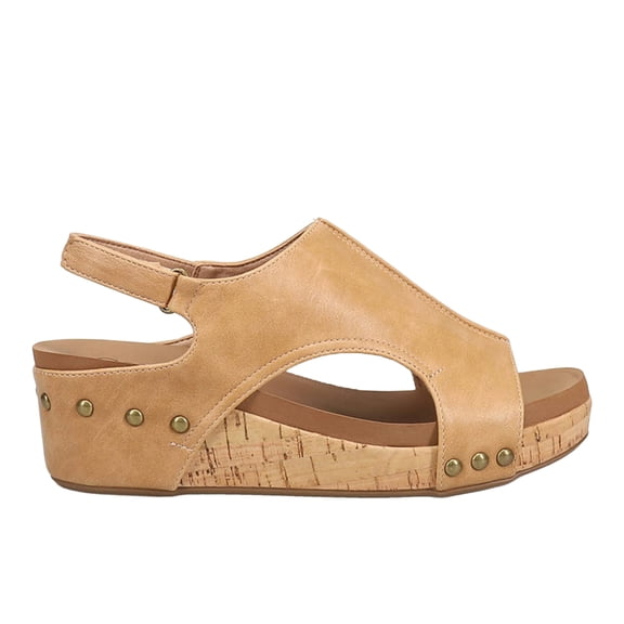 Corkys Womens Volta Ii Studded Slingback Wedge  Casual Shoes