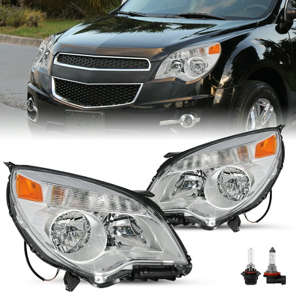 For 2010-2015 Chevy Equinox LS / LT Halogen Chrome Headlights Pair W/ bulbs