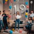 thumbnail image 2 of Silver Number 19 Mylar Foil Balloon 32 inch - Helium or Air Filled Metallic Balloons for 19th Birthday Party, Anniversary, Graduation Decorations, 2 of 7