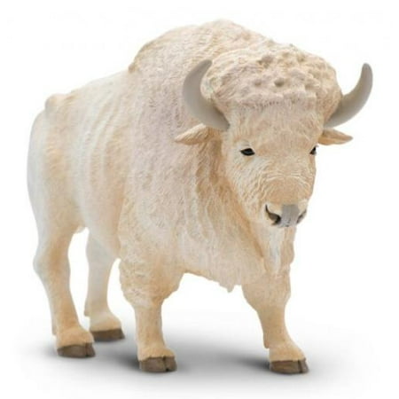 Buffalo Figurine - Safari Ltd North American Wildlife White Buffalo Realistic Hand-Painted Toy Figurine Model For Ages 3 And Up