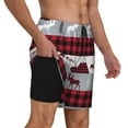thumbnail image 3 of Balery Buffalo Plaid Forest Mens Swim Trunks Swim Shorts for Men Quick Dry Inseam Beach Shorts with Compression Liner Pocket-X-Large, 3 of 9