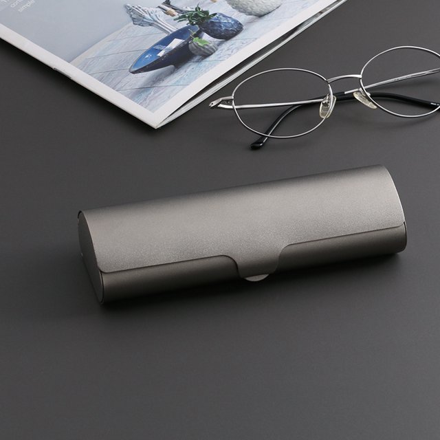 Estuche para gafas de metal ligero, pequeño y portátil, estuche para gafas de aleación de aluminio esmerilado