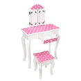 thumbnail image 4 of SESSLIFE Kids Vanity Table and Chair, Children Vanity Set with Mirror, Makeup Dressing Table with a Drawer，Play Vanity Set for Girls, Reds Dots and White, 4 of 8