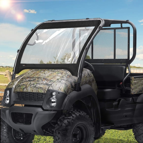 KEMIMOTO Pare-Brise UTV Compatible avec Kawasaki Mule 600 Mule 610 4x4 XC SE 2005-2016 Fenêtre Pliante Transparente Accessoires Pare-Brise avant Complet