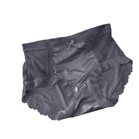 

CLZOUD Women s Panties Plus Grey Nylon/Nylon Women s Panty Comfortable Breathable Lace Mesh Hollowed Out Underwear Light Pure Cotton Girl Mid Waist Panty L