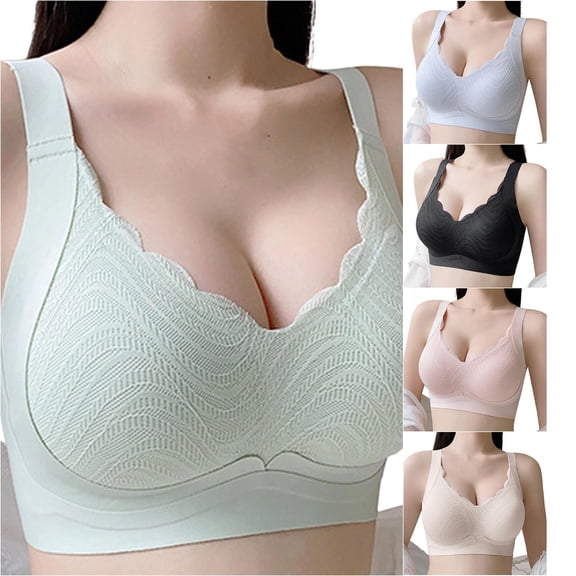 PMVFHDE Seamless Wireless Sleep Bra For Women Full Coverage Comfort All-Day Wear Soft Unlined Daily Light Green - 6XL