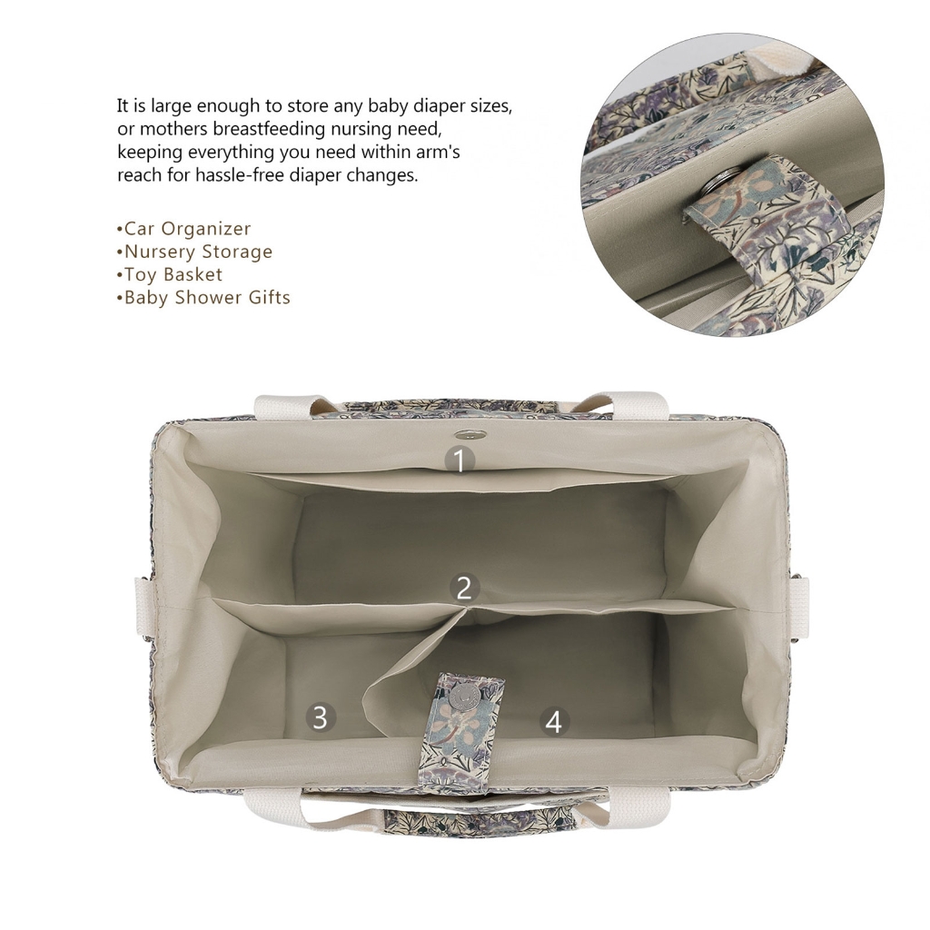 Jesscasday Mom Bag with Flower Pattern Large Capacity Women Diaper Bag Shoulder Bag Handbag Multiple Compartment Splashproof Bag