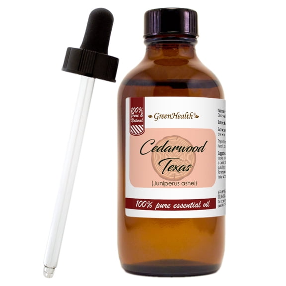 GreenHealth Cedarwood Texas Essential Oil 4 oz Pure Natural w/ Glass Dropper