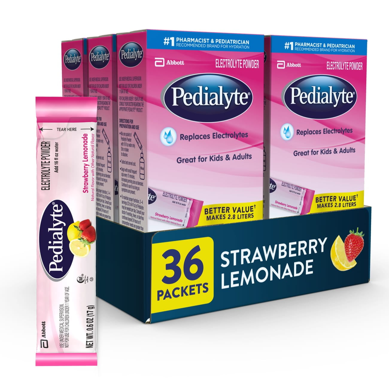 Pedialyte Electrolyte Powder Packets, Variety Pack, 36 SingleServing